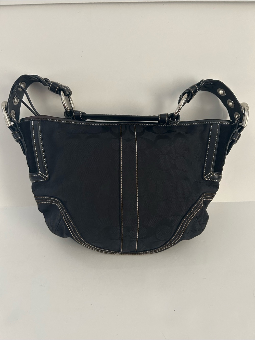 Coach Black Soho/Hampton Signature C Hobo Half Moon Bag Y2K - Picture 2 of 11